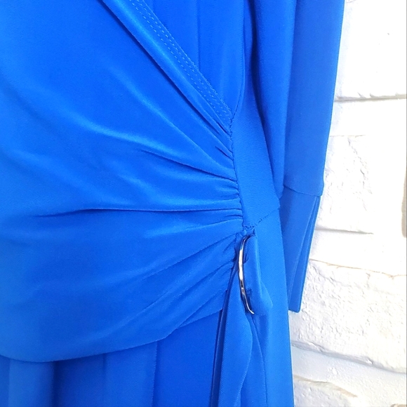 Joseph Ribkoff Collared Wrap Dress Royal Blue Sapphire 3/4 Sleeves Size 12 Retro - Picture 5 of 11